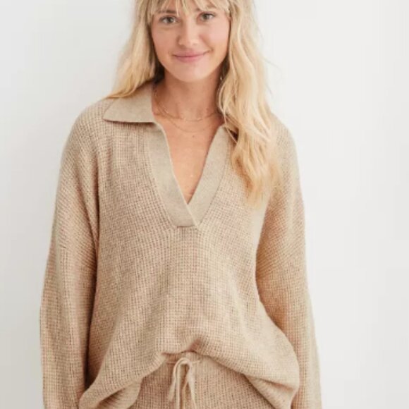 Aerie Waffle Knit Cozy Up Set – Sweater & Pants – Size Medium - Picture 1 of 7
